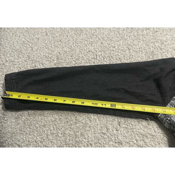 Jean Tweed Jacket Arianna Howards Womens Small Medium Denim Fringe Boxy Black - Picture 7 of 10